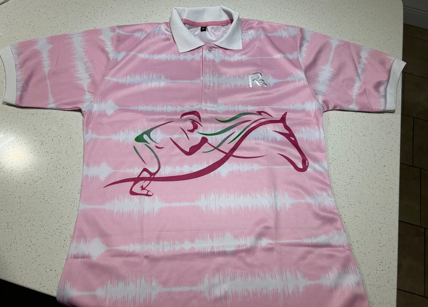 Women's Horse Country Golf Polo Shirts Short Sleeve Striped Performance Moisture Wicking Dry Fit Golf Shirt