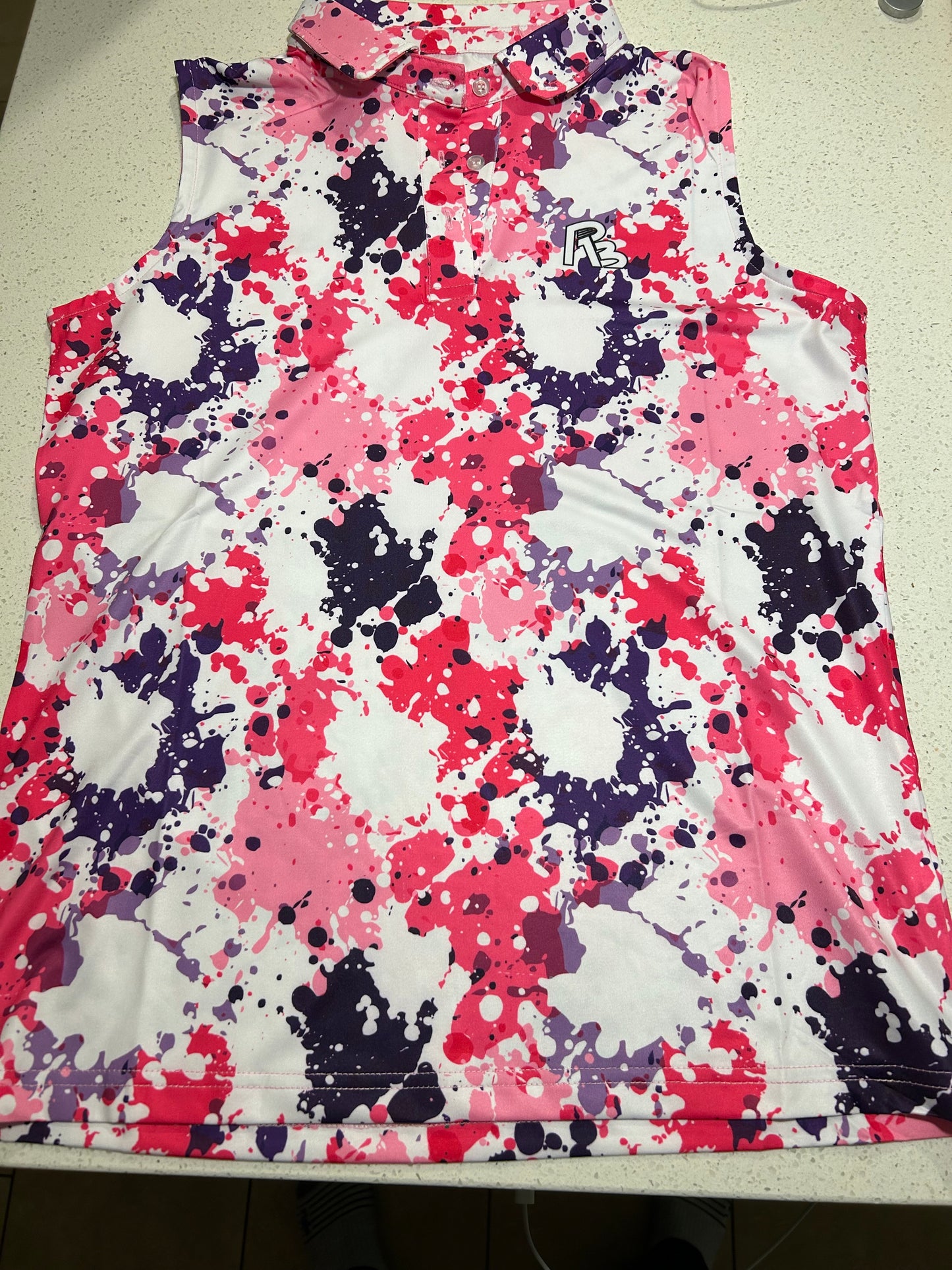 Paint Splatter - Women's Sleeveless Golf Shirts Tops Collared uick Dry Moisture Wicking Polo Shirts