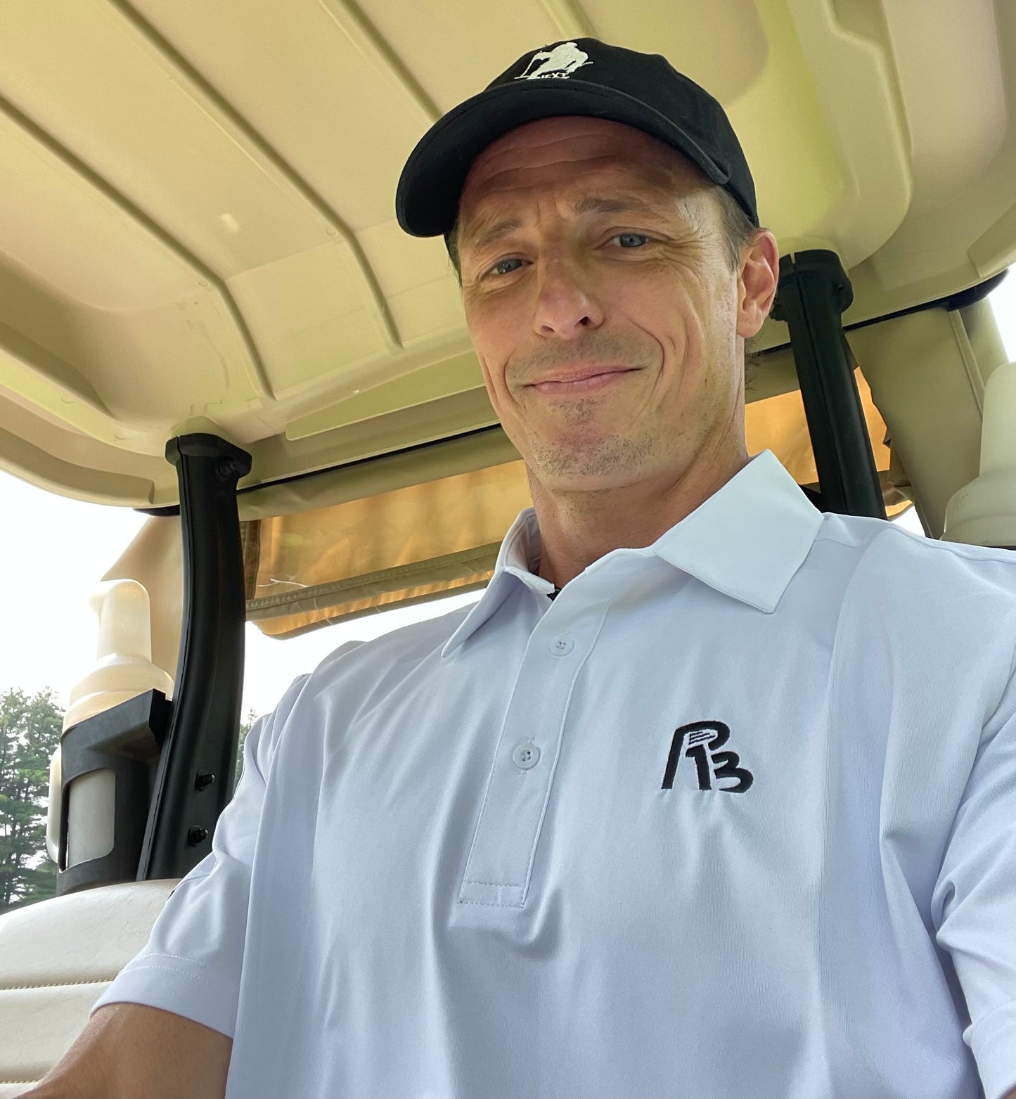 Men's Golf Polo Shirts Short Sleeve White with Striped Sleeve