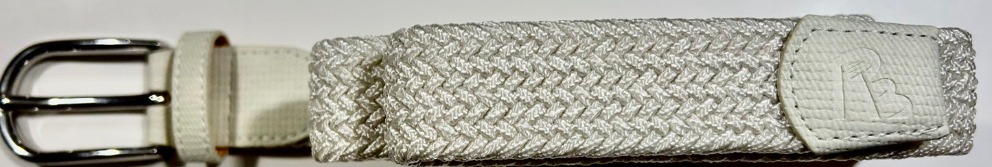 Sand White Elastic Braided Stretch Belt