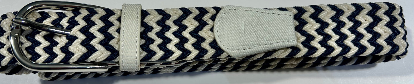 Black and White Elastic Braided Stretch Belt