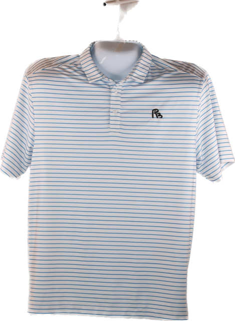 Blu Verde Stripes Men's Golf Polo Shirts Short Sleeve Striped Performance Moisture Wicking Dry Fit Golf Shirt