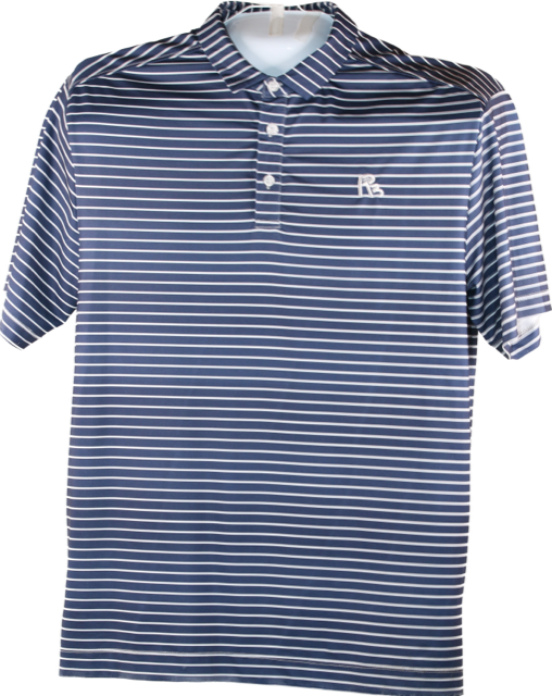 Men's Navy Blue Golf Polo Short Sleeve Shirt White Striped
