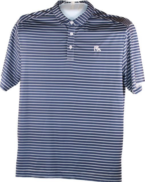 Men's Navy Blue Golf Polo Short Sleeve Shirt White Striped Performance Moisture Wicking Dry Fit Golf Shirt